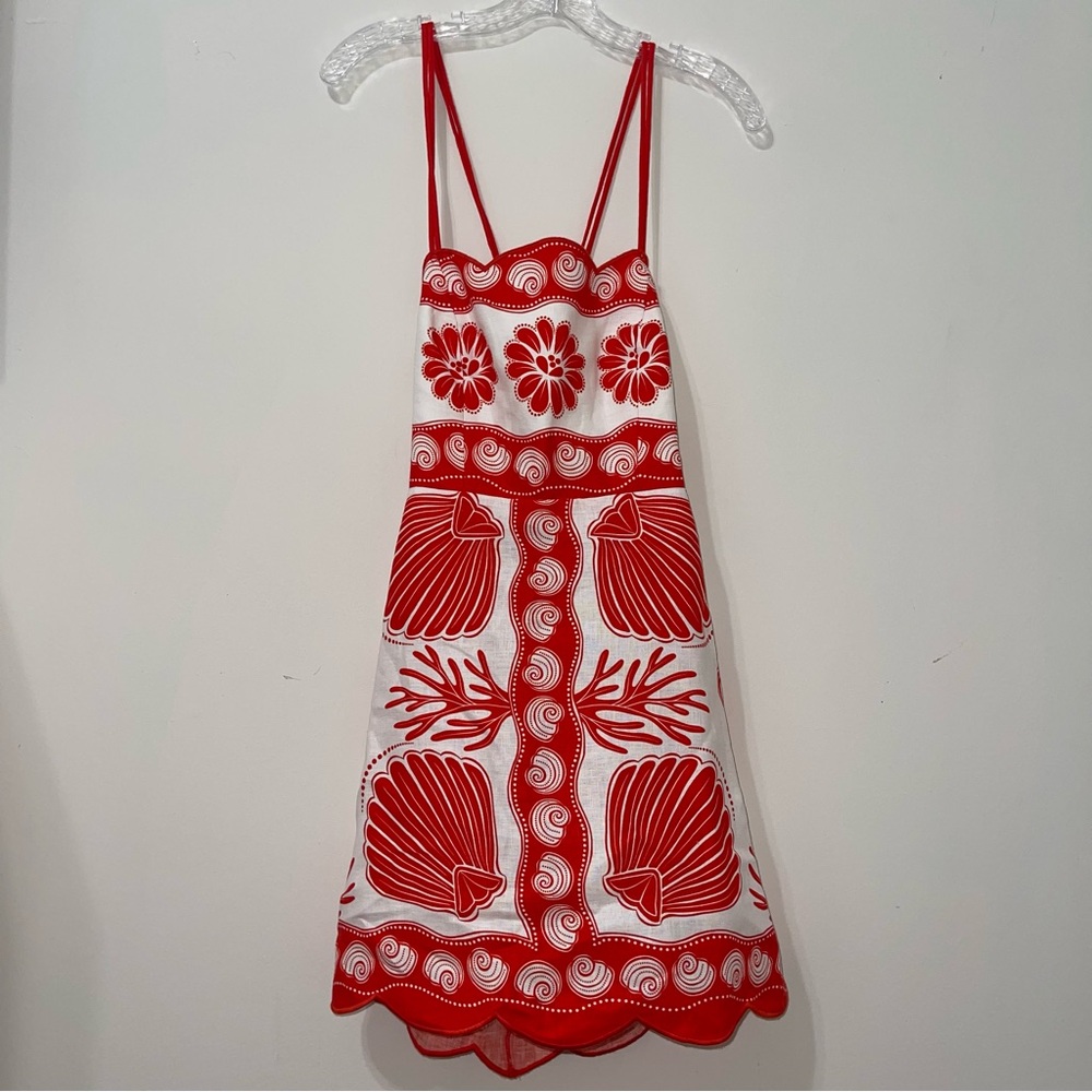 Farm Rio White Ainika Shell Euroflax™ Premium Linen Mini Dress - Picture 6 of 11